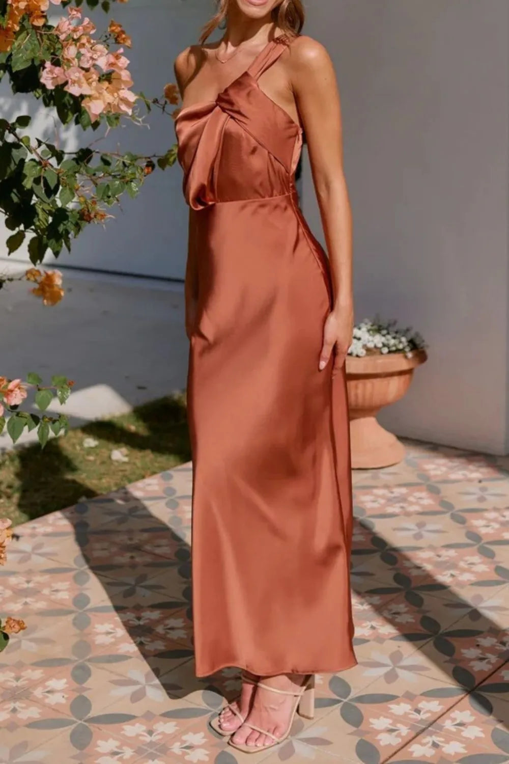 One Shoulder Sleeveless Maxi Dress - Premium Maxi Dress from Trendsi - Just $29.99! Shop now at Handbags Specialist Headquarter