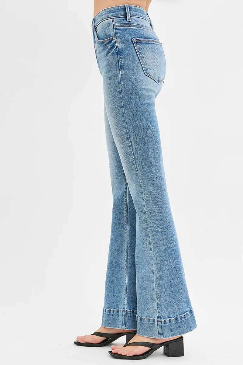 RISEN Full Size Tummy Control Elastic Band High Rise Flare Jeans Plus Size - Premium Women / Jeans & Denim from Trendsi - Just $68.99! Shop now at Handbags Specialist Headquarter