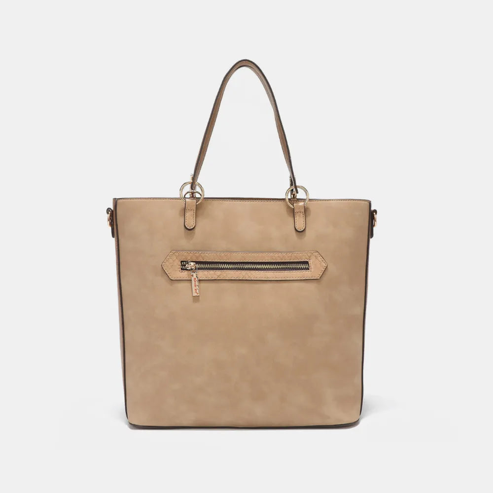 Nicole Lee USA Metallic Stitching Embroidery Inlaid Rhinestone Tote Bag - Premium Tote Bag from Trendsi - Just $64.99! Shop now at Handbags Specialist Headquarter