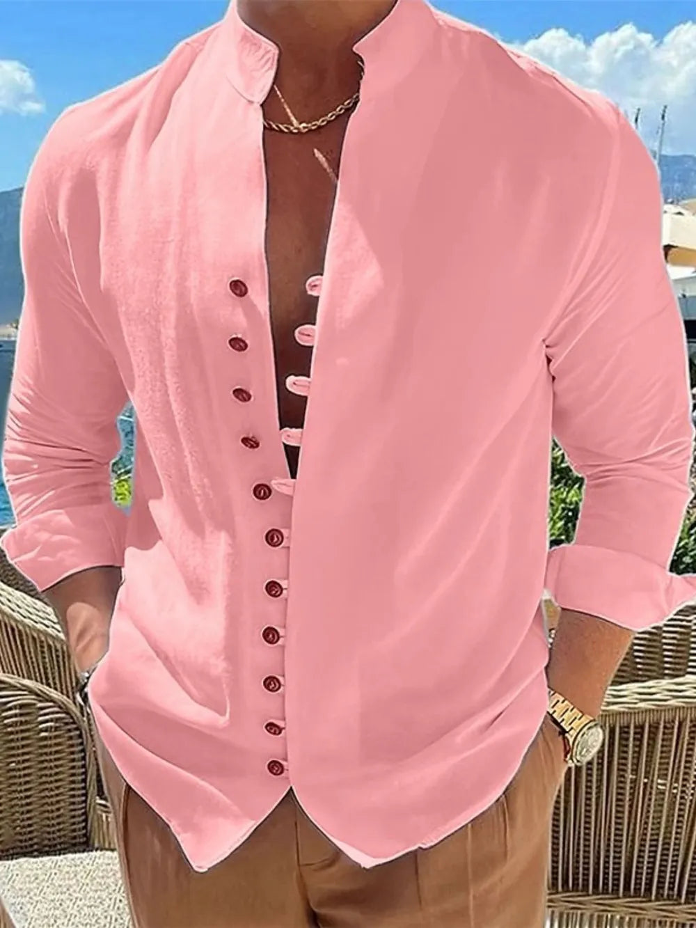 Men's Full Size Button Front Long Sleeve Shirt Plus Size - Premium Men's Shirt's from Trendsi - Just $26.08! Shop now at Handbags Specialist Headquarter