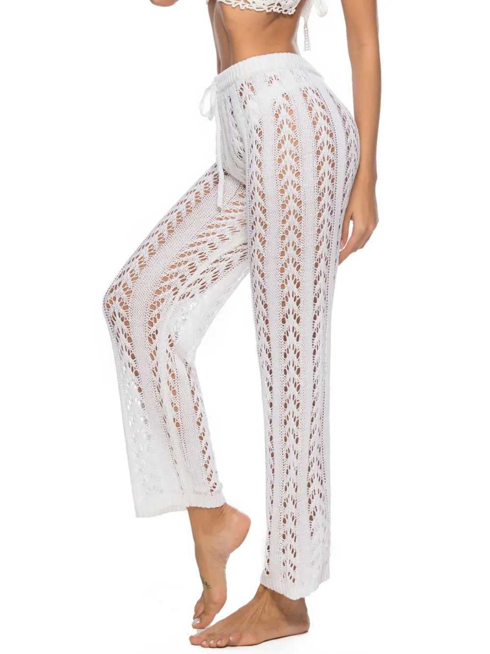 Cutout Drawstring High Waist Swim Pants - Premium Bottoms from Trendsi - Just $25! Shop now at Handbags Specialist Headquarter