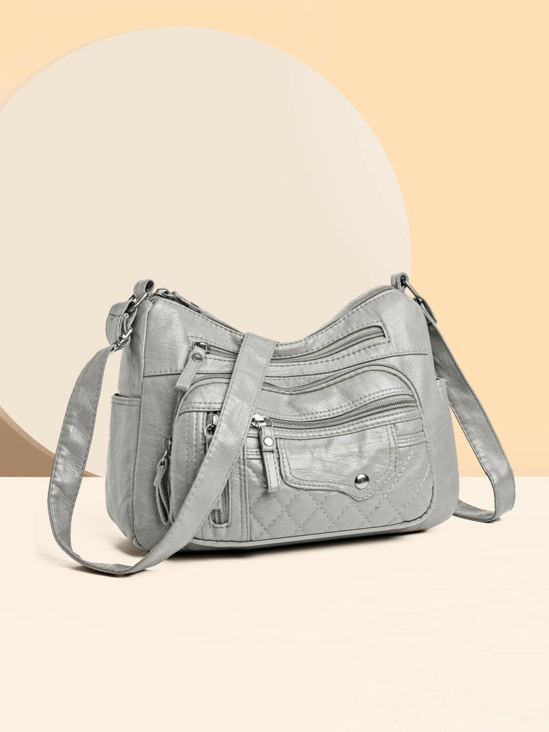PU Leather Multi Pockets Adjustable Strap Shoulder Bag.