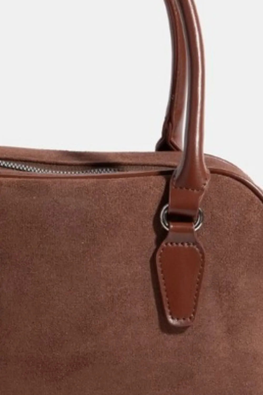 Fame Faux Leather Handle Boxy Handbag - Premium handbags from Trendsi - Just $26.99! Shop now at Handbags Specialist Headquarter