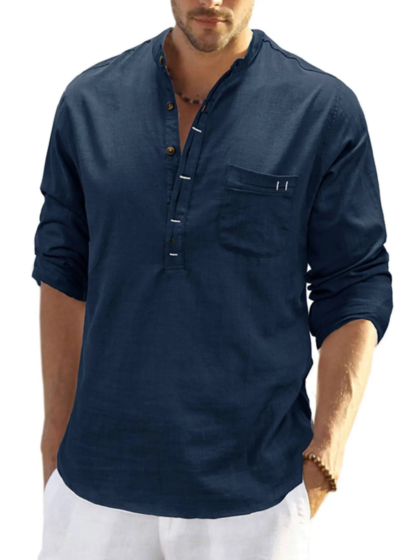 Men's Basic style Button Detail Polo - Premium Men's Polo shirt from Trendsi - Just $41.99! Shop now at Handbags Specialist Headquarter