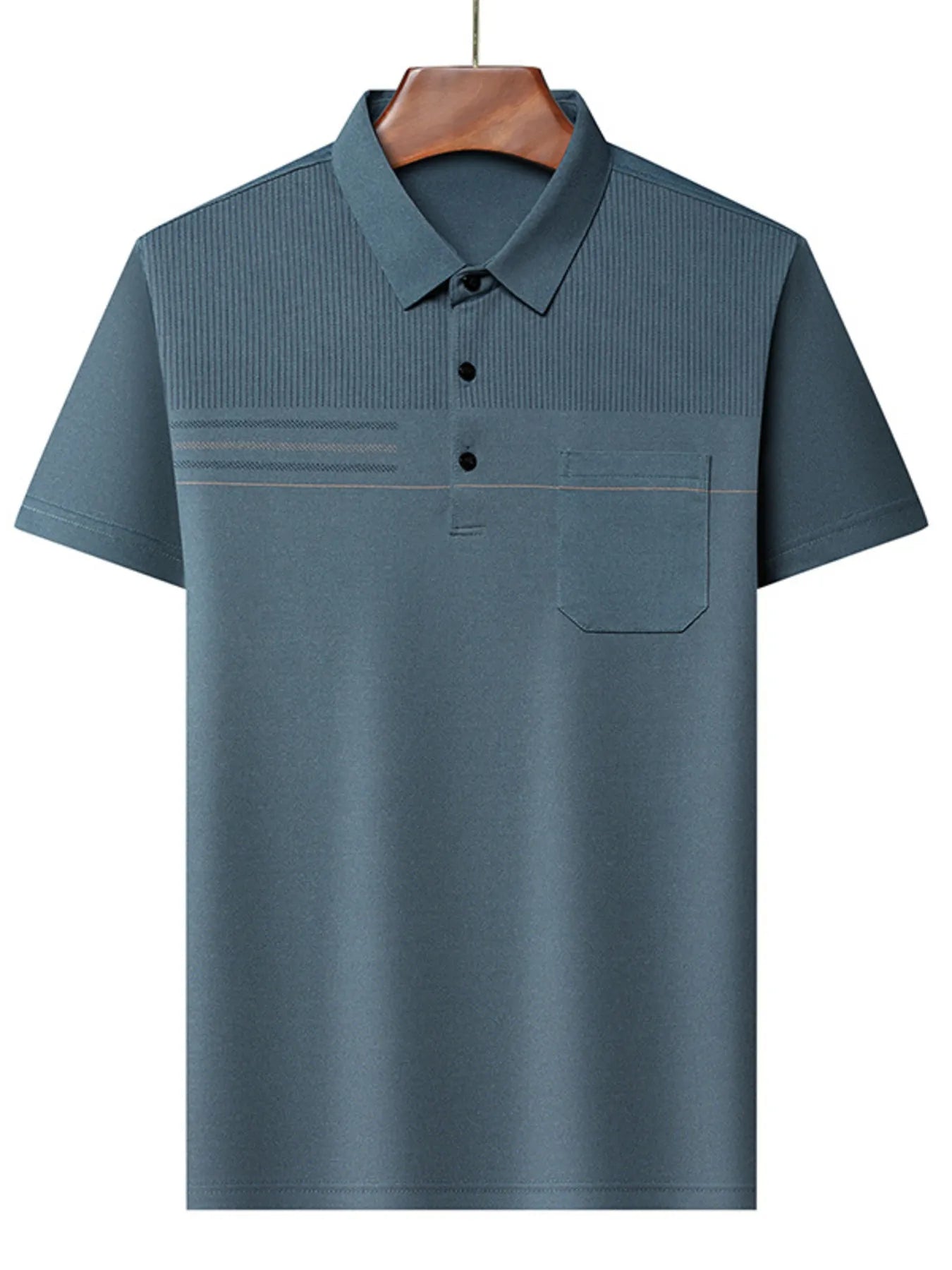 Men's Plus Size Classic Textured Stripe Casual Polo Shirt - Premium Men's Polo shirt from Trendsi - Just $33.99! Shop now at Handbags Specialist Headquarter
