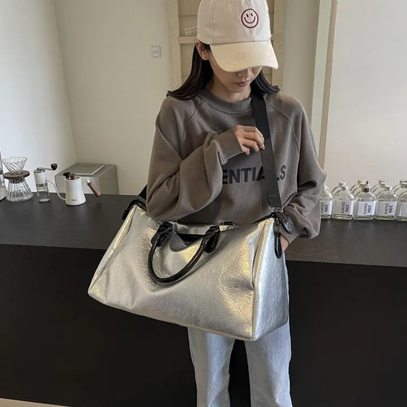 PU Leather Oversize Travel Bag - Premium travel-bag from Trendsi - Just $50.99! Shop now at Handbags Specialist Headquarter