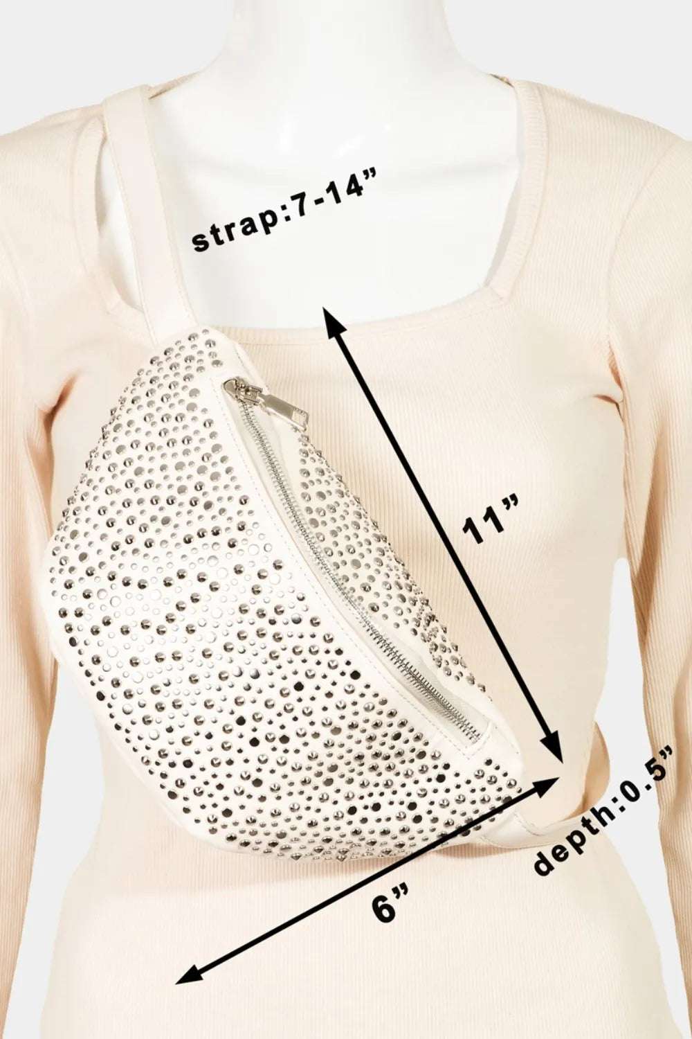 Fame Studded Crossbody Bag - Premium Crossbody Bag from Trendsi - Just $38.99! Shop now at Handbags Specialist Headquarter