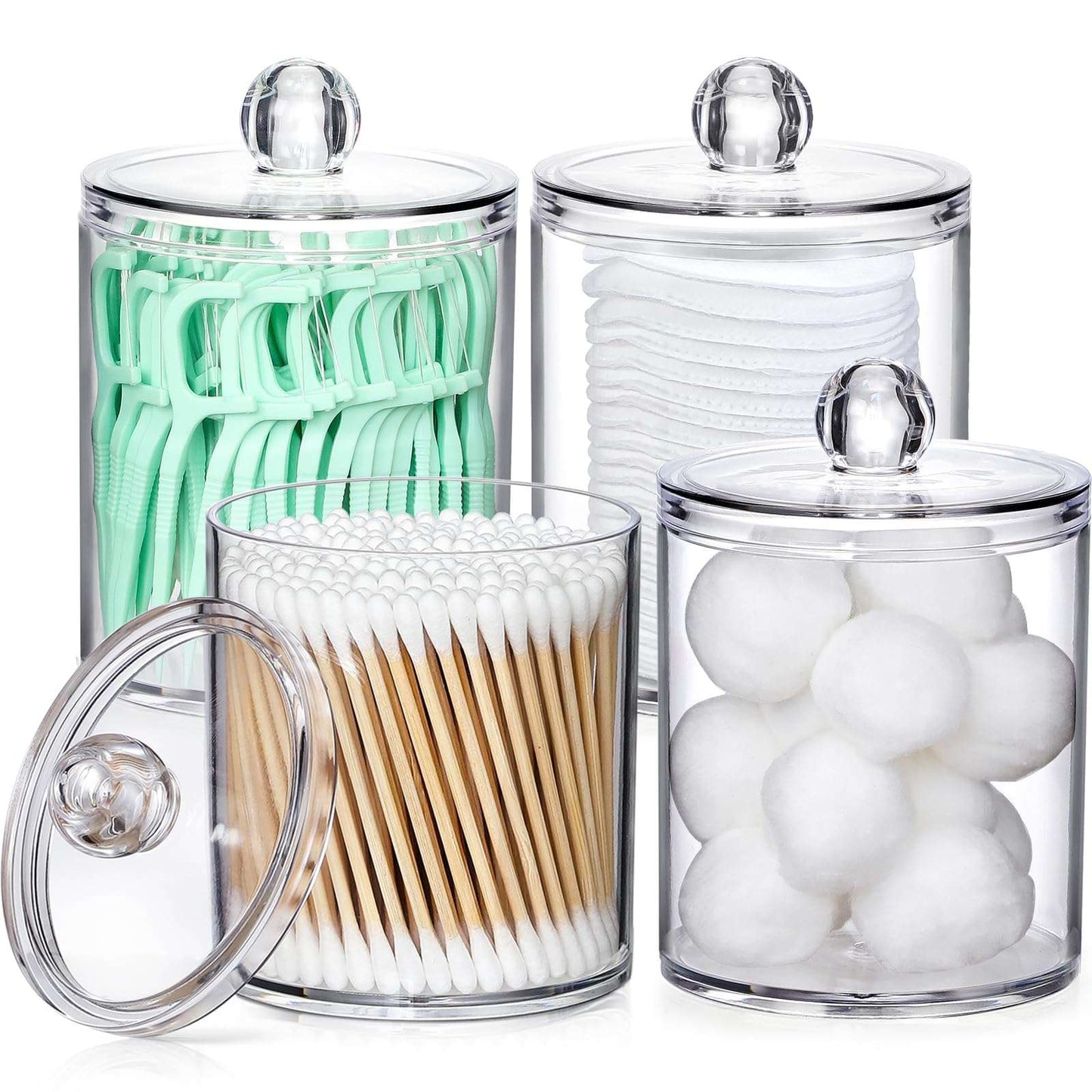 Clear Acrylic Qtip Dispenser Set - 4 Pack - Handbags Specialist Headquarter