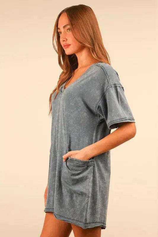 VERY J Plus Size Mineral Washed Casual Knit Romper - Premium Women Plus Size from Trendsi - Just $36.66! Shop now at Handbags Specialist Headquarter