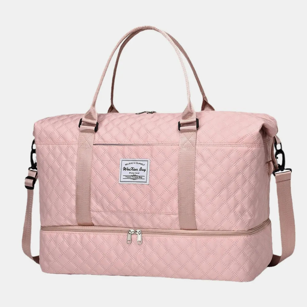 Diamond Grid Oxford Cloth Oversize Travel Bag - Premium travel-bag from Trendsi - Just $44.99! Shop now at Handbags Specialist Headquarter