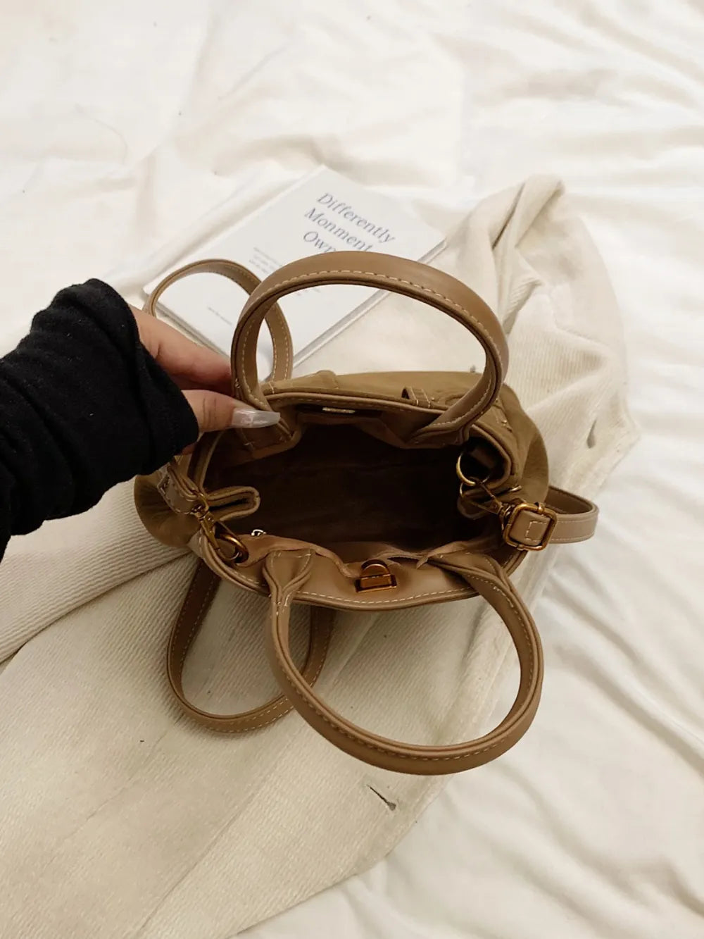 Suede Adjustable Strap Double-Use Handbag - Premium handbags from Trendsi - Just $30.99! Shop now at Handbags Specialist Headquarter