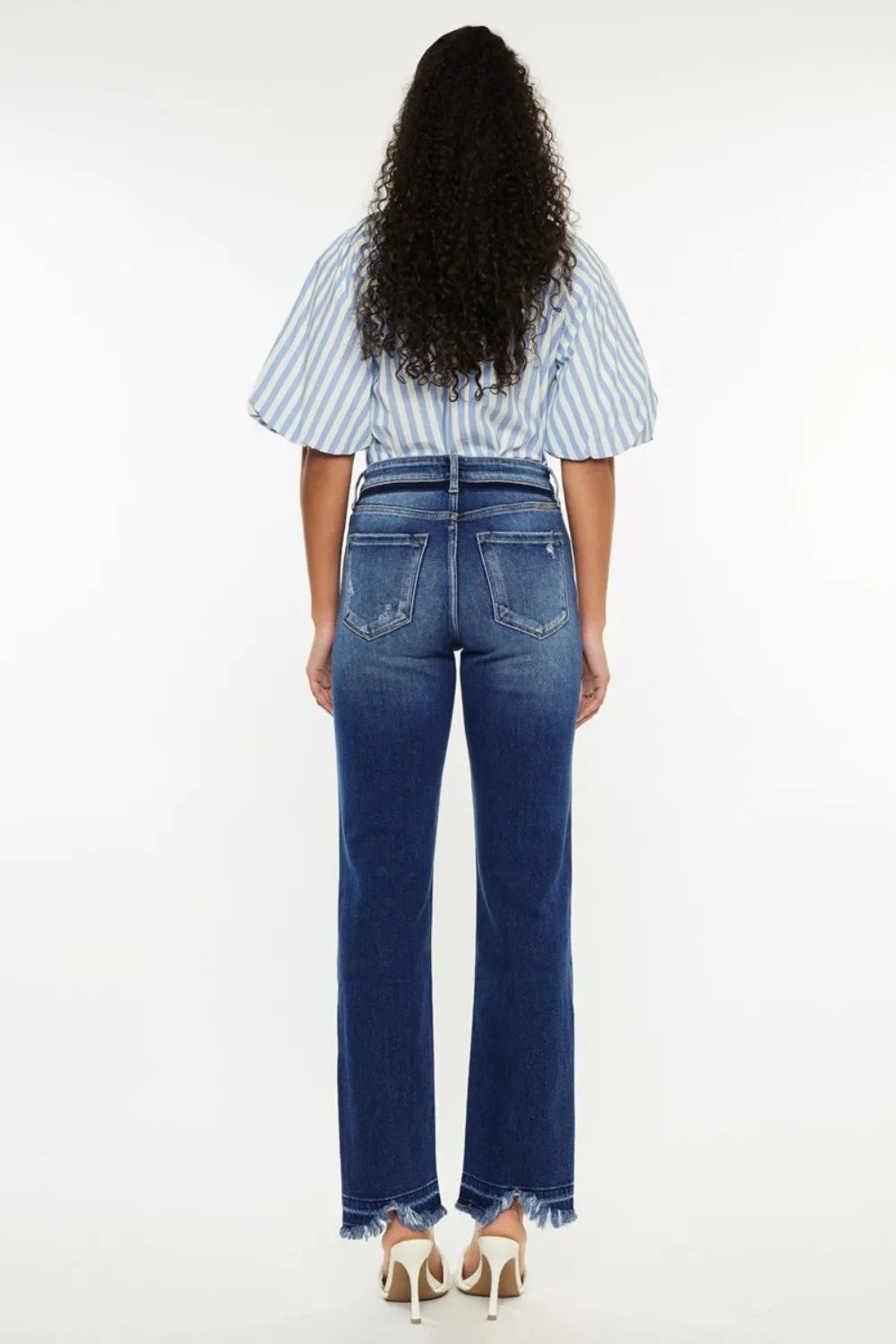 Kancan High Rise Distressed Slim Straight Jeans - Premium Sleepwear from Trendsi - Just $63.99! Shop now at Handbags Specialist Headquarter