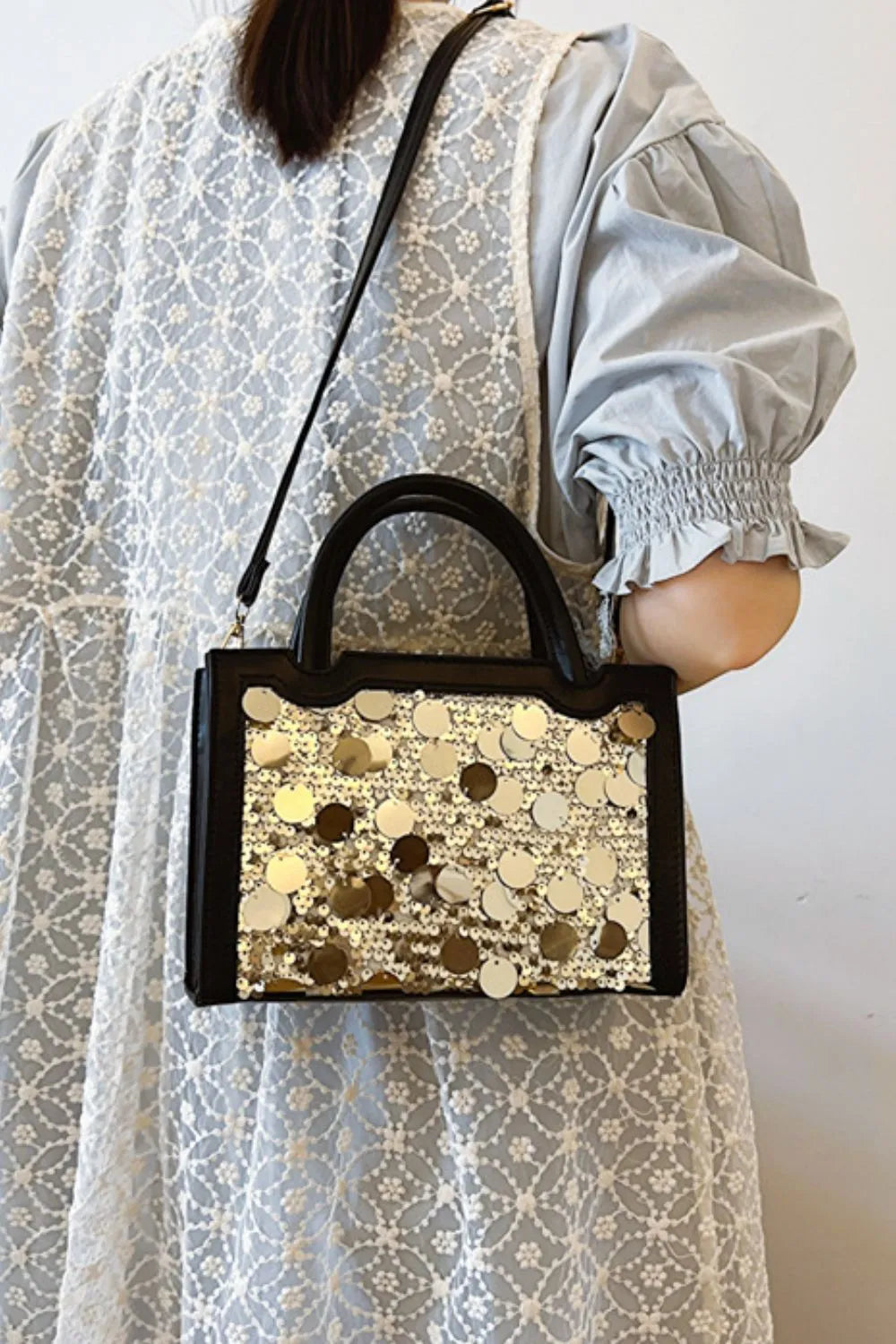 PU Leather Sequin Handbag - Premium handbags from Trendsi - Just $29.99! Shop now at Handbags Specialist Headquarter