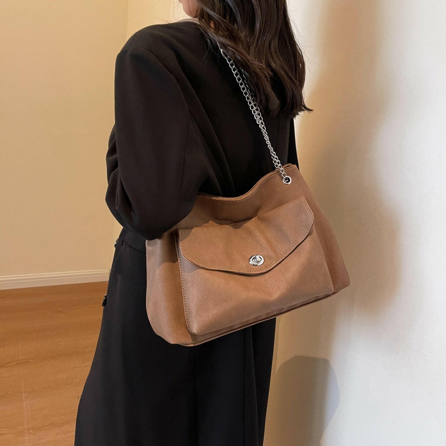PU Leather Shoulder Bag.