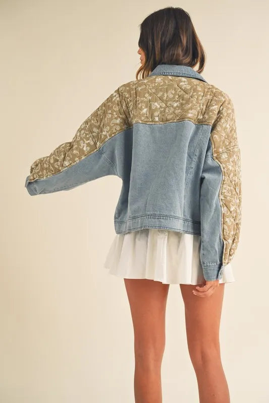 MABLE Quilted Paisley Print Contrast Denim Jacket - Premium Women / Jeans & Denim from Trendsi - Just $71.56! Shop now at Handbags Specialist Headquarter