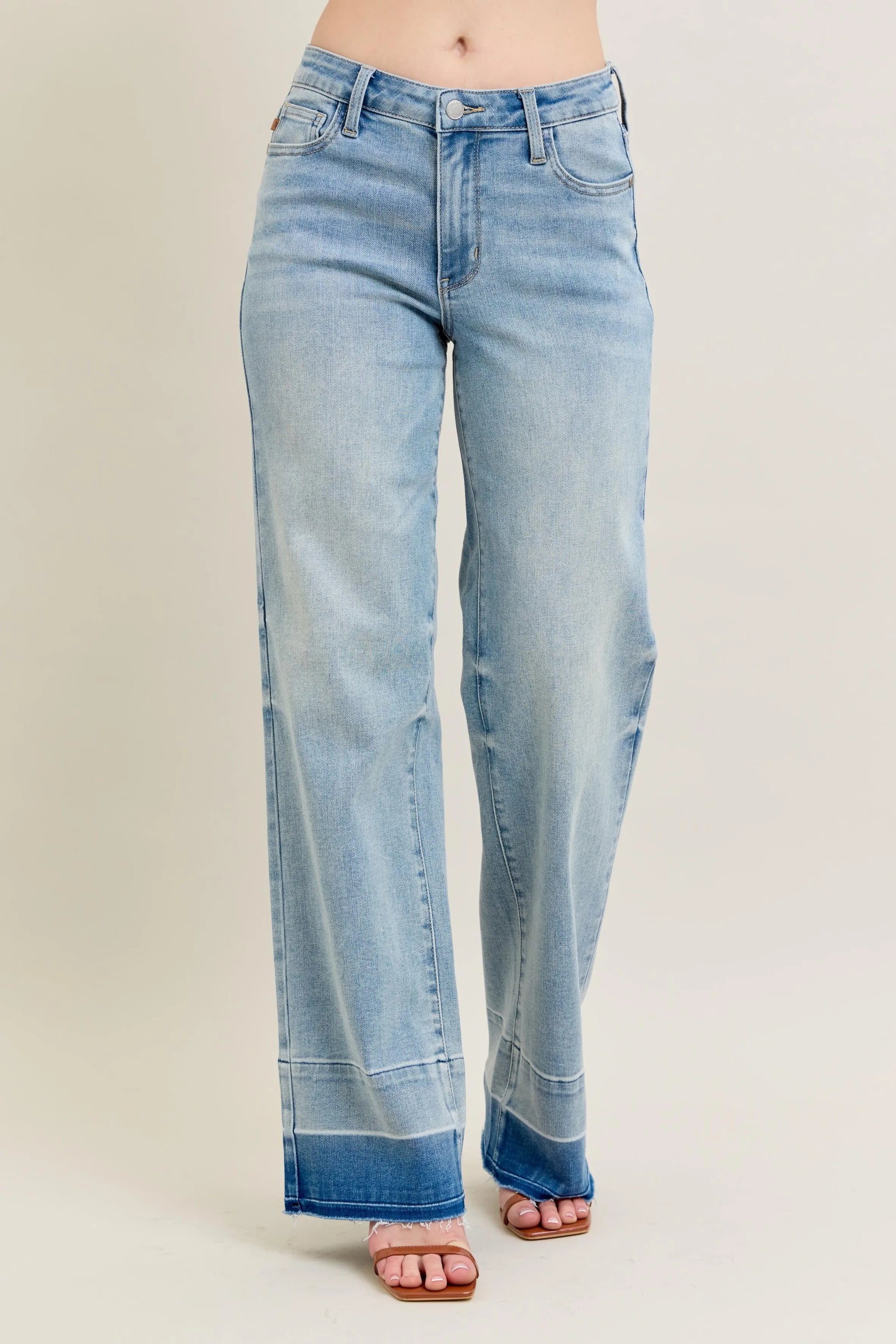 Judy Blue Full Size Mr Release Hem Wide Leg Jeans Plus Size - Premium Women / Jeans & Denim from Trendsi - Just $67.99! Shop now at Handbags Specialist Headquarter