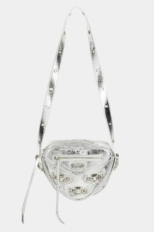 Fame PU Leather Triangle Crossbody Bag - Premium Crossbody Bag from Trendsi - Just $30.99! Shop now at Handbags Specialist Headquarter