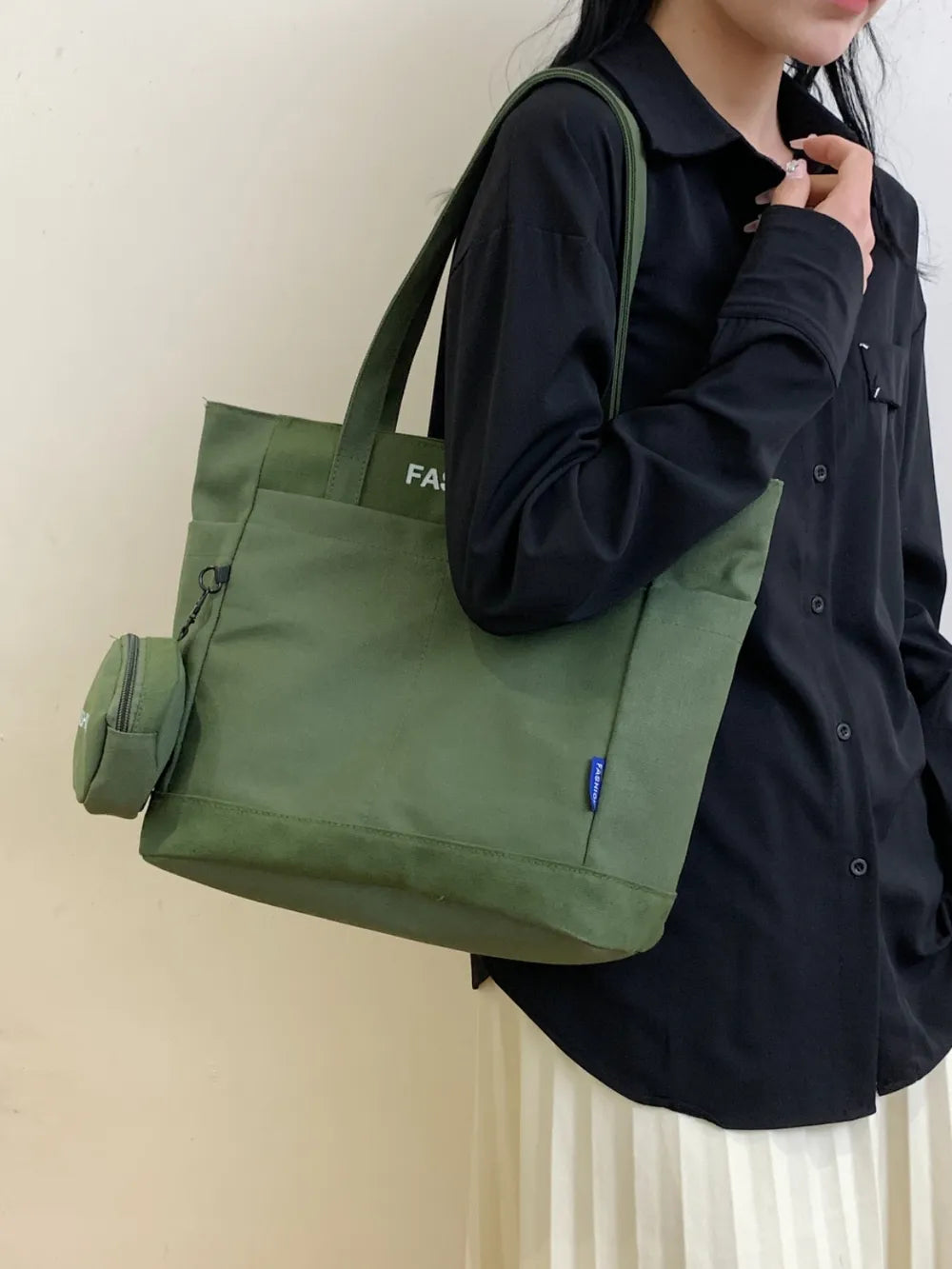 Canvas Tote Bag with Pouch - Premium Tote Bag from Trendsi - Just $39.99! Shop now at Handbags Specialist Headquarter