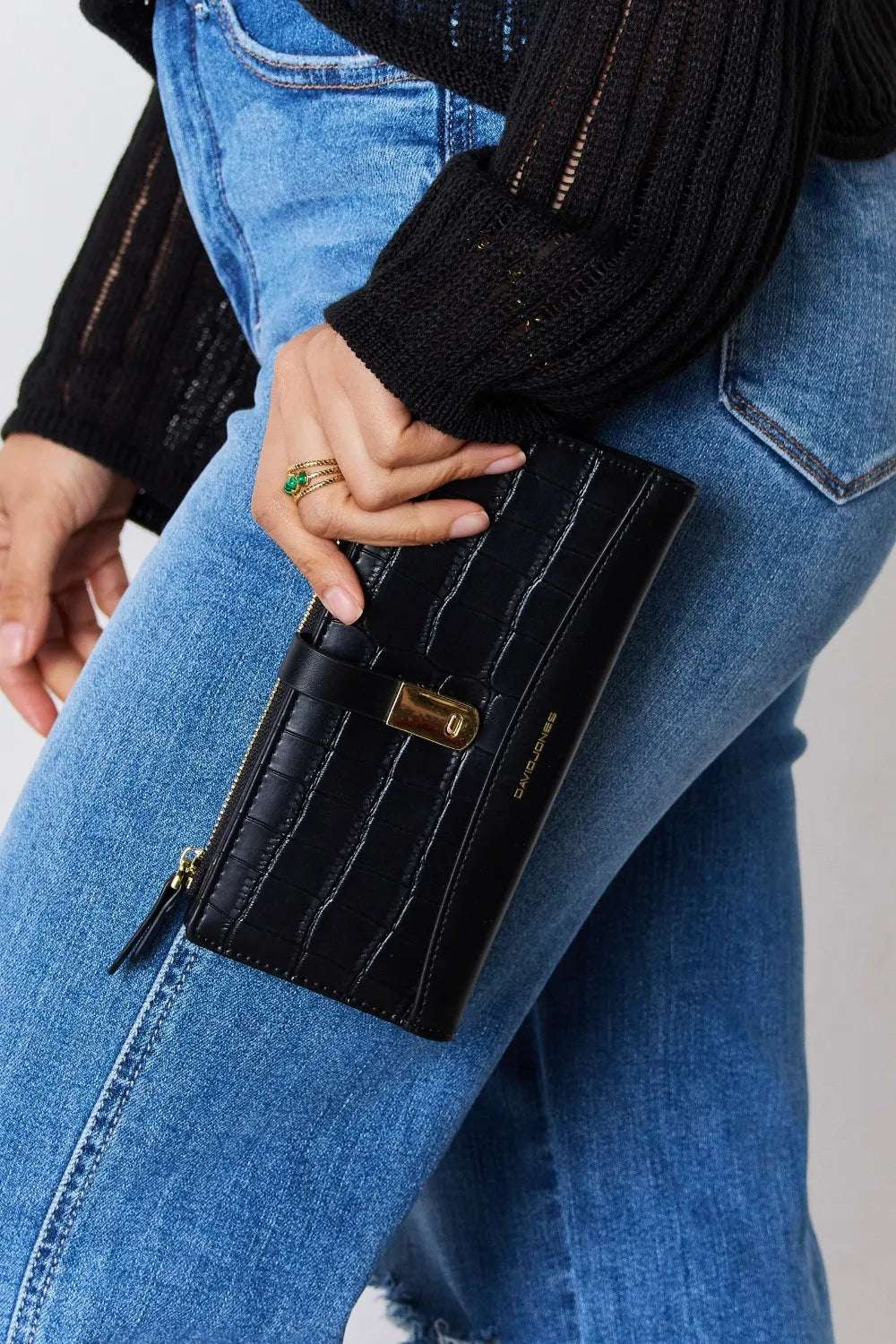 David Jones Texture PU Leather Wallet - Premium Wallet from Trendsi - Just $28.99! Shop now at Handbags Specialist Headquarter