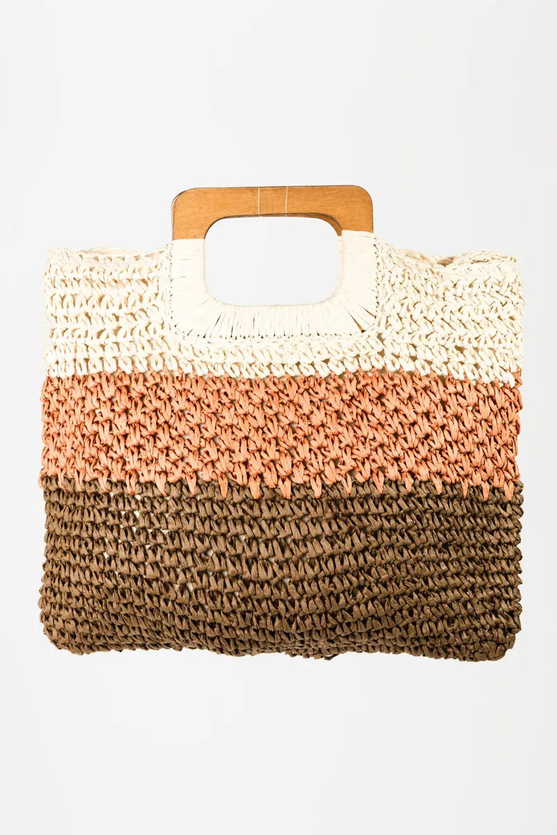 Fame Color Block Double-Use Braided Tote Bag - Premium Tote Bag from Trendsi - Just $39.99! Shop now at Handbags Specialist Headquarter