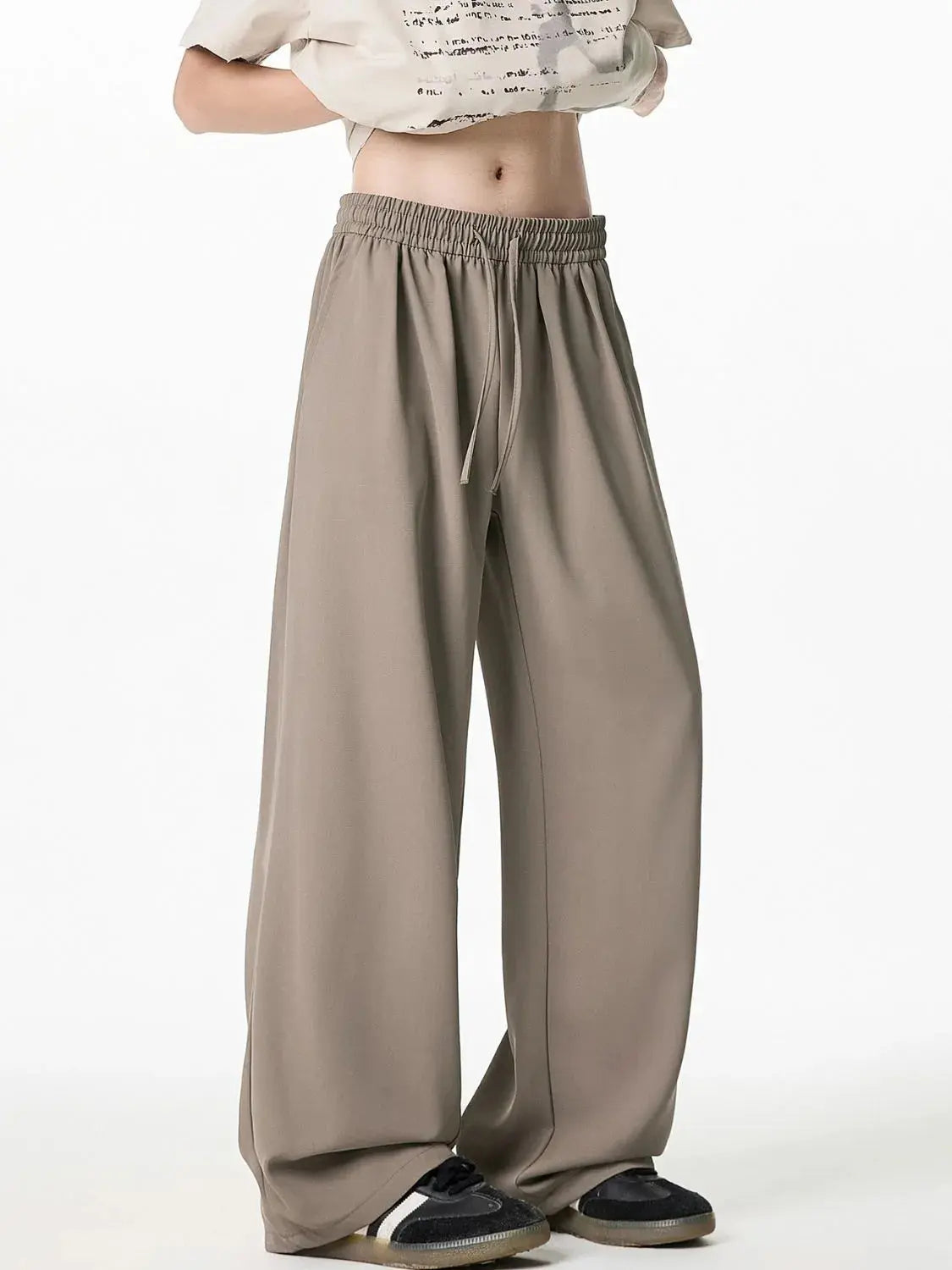 Men's Plus Size Drawstring Wide Leg Pants.