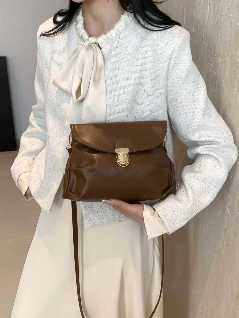 PU Leather Adjustable Strap Crossbody Bag - Premium Crossbody Bag from Trendsi - Just $18.99! Shop now at Handbags Specialist Headquarter