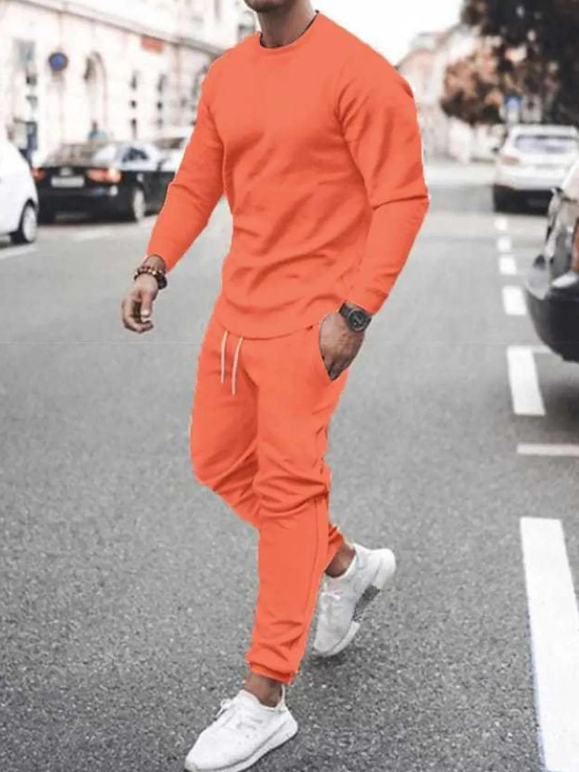 Men's Full Size Round Neck Long Sleeve Top and Pants Set Plus Size - Premium Men's Pants Set from Trendsi - Just $34.54! Shop now at Handbags Specialist Headquarter