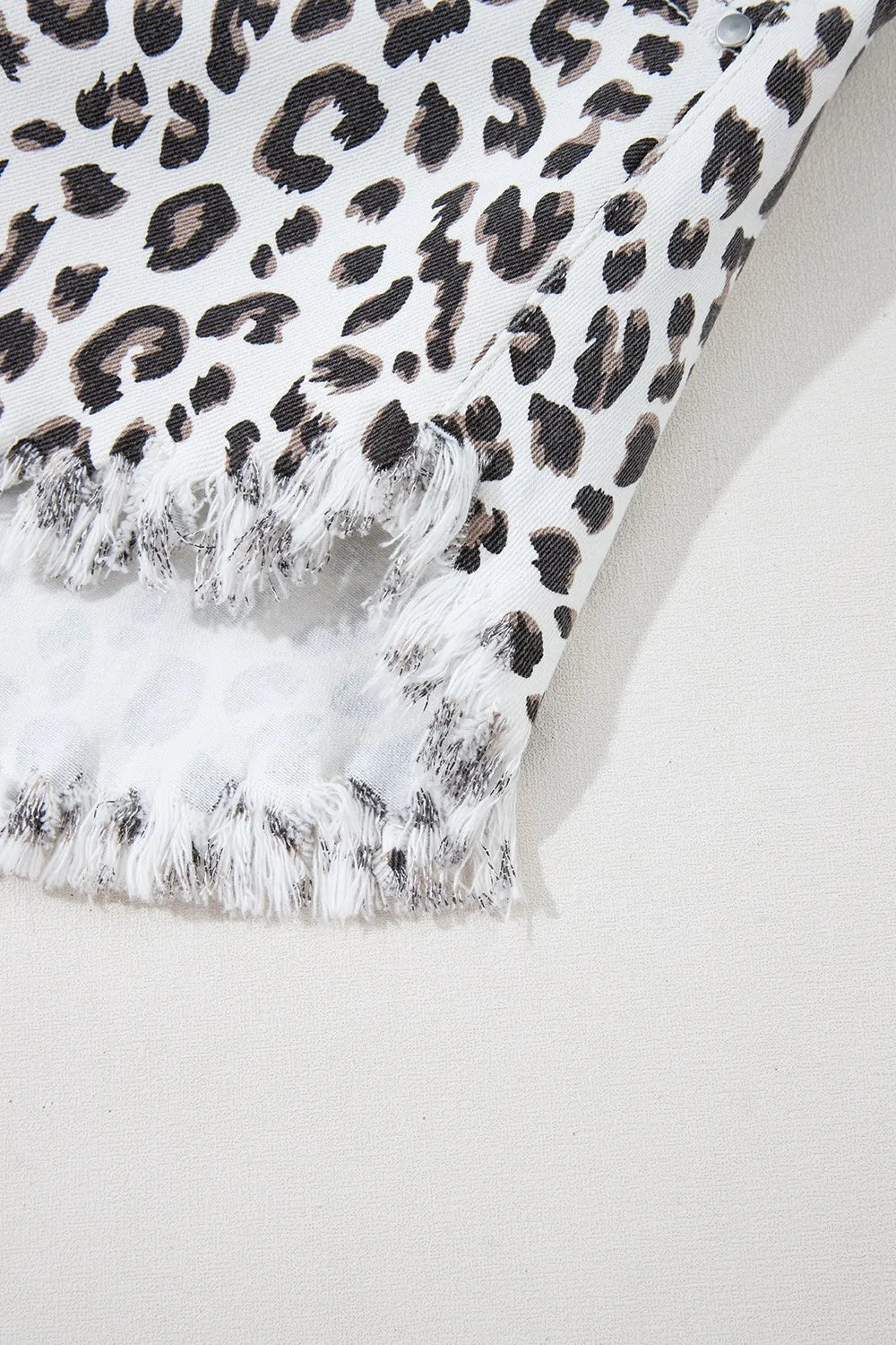 Leopard Frayed Hem Denim Shorts - Premium Women / Jeans & Denim from Trendsi - Just $33! Shop now at Handbags Specialist Headquarter