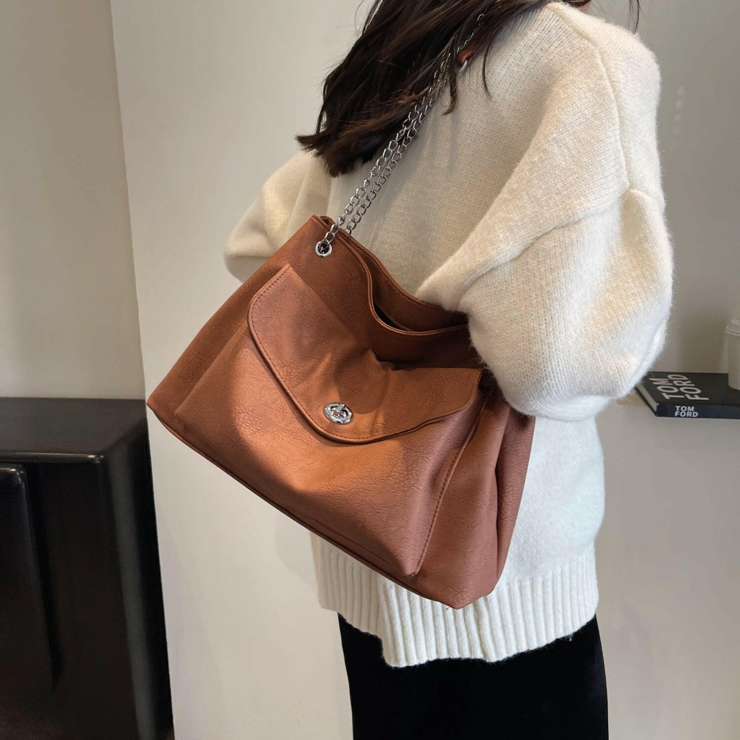 PU Leather Shoulder Bag.
