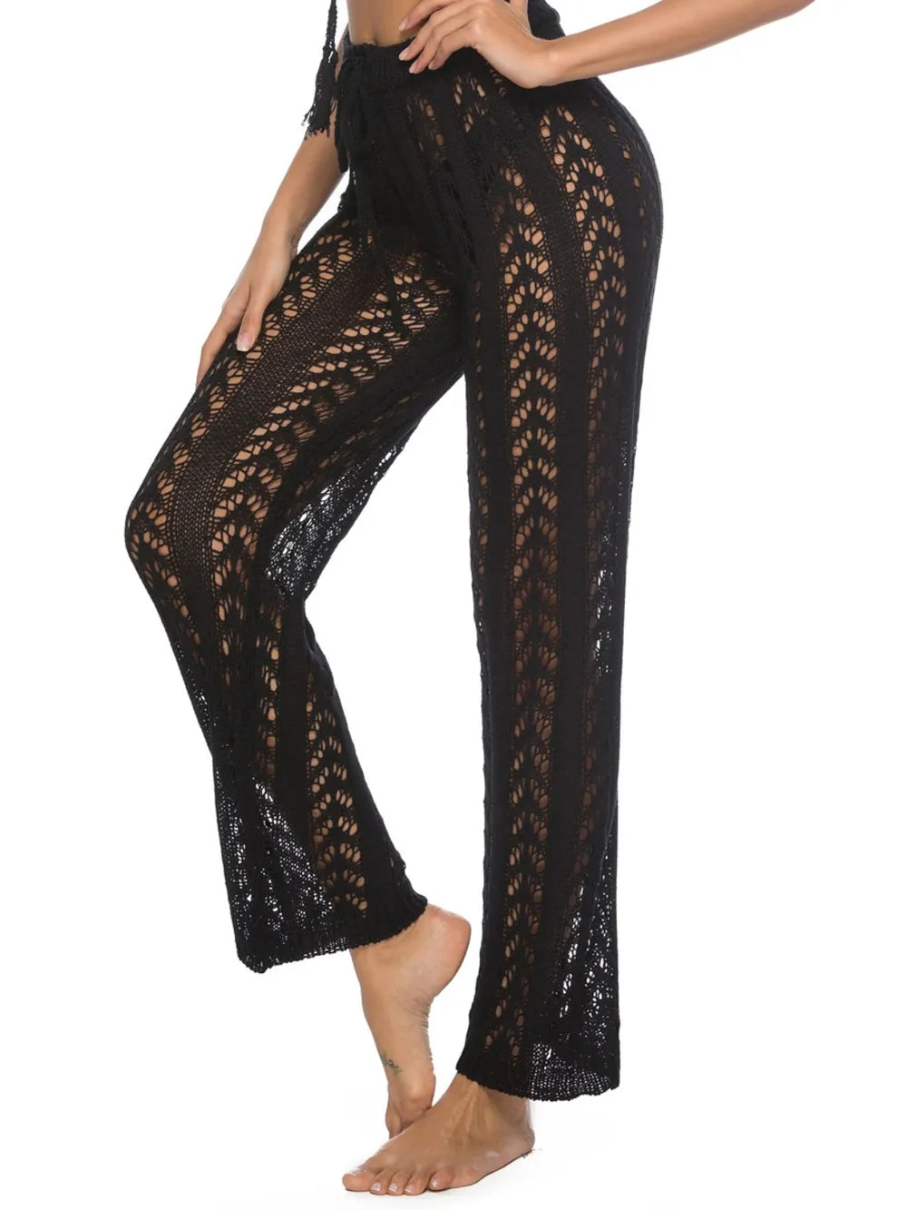 Cutout Drawstring High Waist Swim Pants - Premium Bottoms from Trendsi - Just $25! Shop now at Handbags Specialist Headquarter