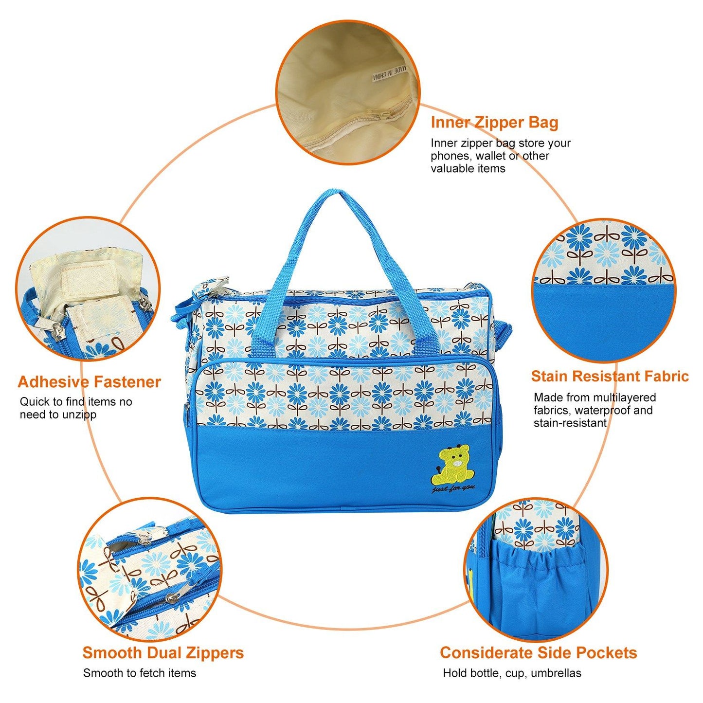 5PCS Baby Nappy Diaper Bags Set Mummy Diaper Shoulder Bags w/ Nappy Changing Pad Insulated Pockets Travel Tote Bags - Premium Tote Bags from Doba - Just $70.62! Shop now at Handbags Specialist Headquarter