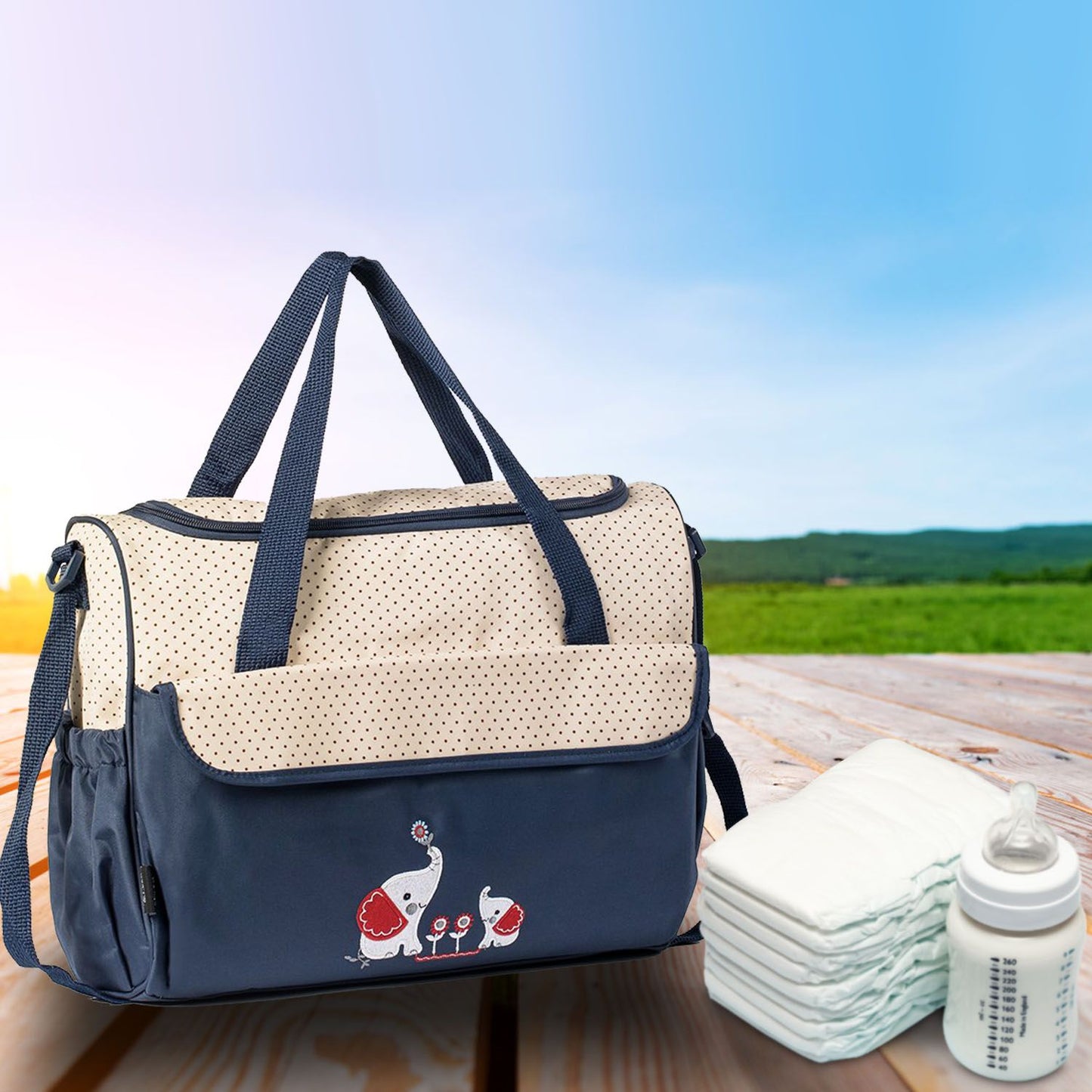 11Pcs Baby Nappy Diaper Bags Set for Mom Dad Mummy Shoulder Bags Multifunctional Diaper Handbags with Food Bag Bottle Bag Diaper Pad Burp Cloth 2 Hook Straps - Premium Diaper Bags Set from Doba - Just $112.54! Shop now at Handbags Specialist Headquarter