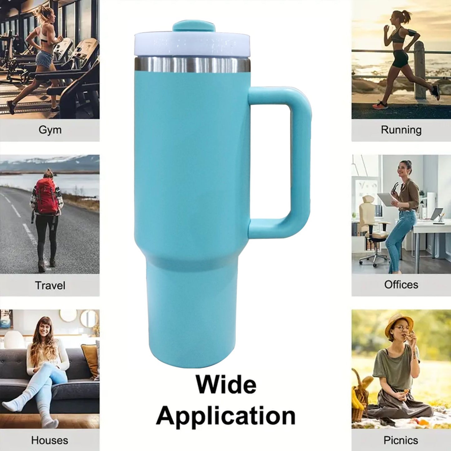 40oz V2 large capacity tumbler, With Handle And Straw Lid, Insulated Reusable Stainless Steel Water Bottles Travel Mug Coffee Cup car cup water cup For Men Women Outdoor Camping Driving, gift - Premium Water Bottles from Doba - Just $31.60! Shop now at Handbags Specialist Headquarter