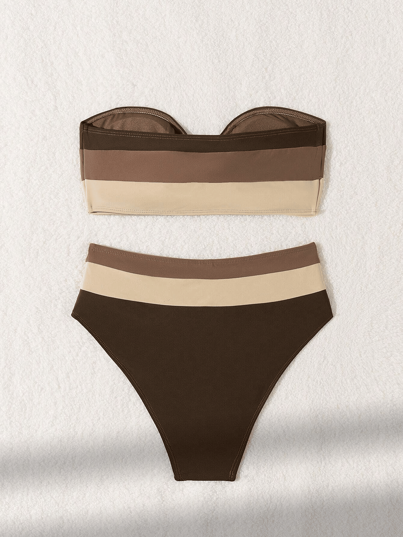 Women's two-piece coffee colored bikini swimsuit strapless fashion quick drying - Premium Swimsuit Set from Doba - Just $28.98! Shop now at Handbags Specialist Headquarter
