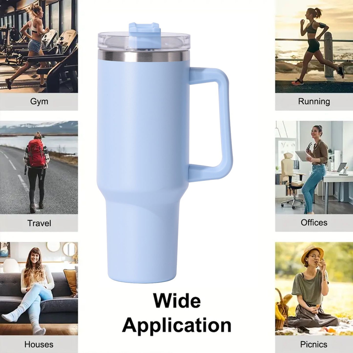 40oz large capacity tumbler, With Handle And Straw Lid, Insulated Reusable Stainless Steel Water Bottles Travel Mug Coffee Cup car cup water cup For Men Women Outdoor Camping Driving, gift - Premium Water Bottles from Doba - Just $31.60! Shop now at Handbags Specialist Headquarter
