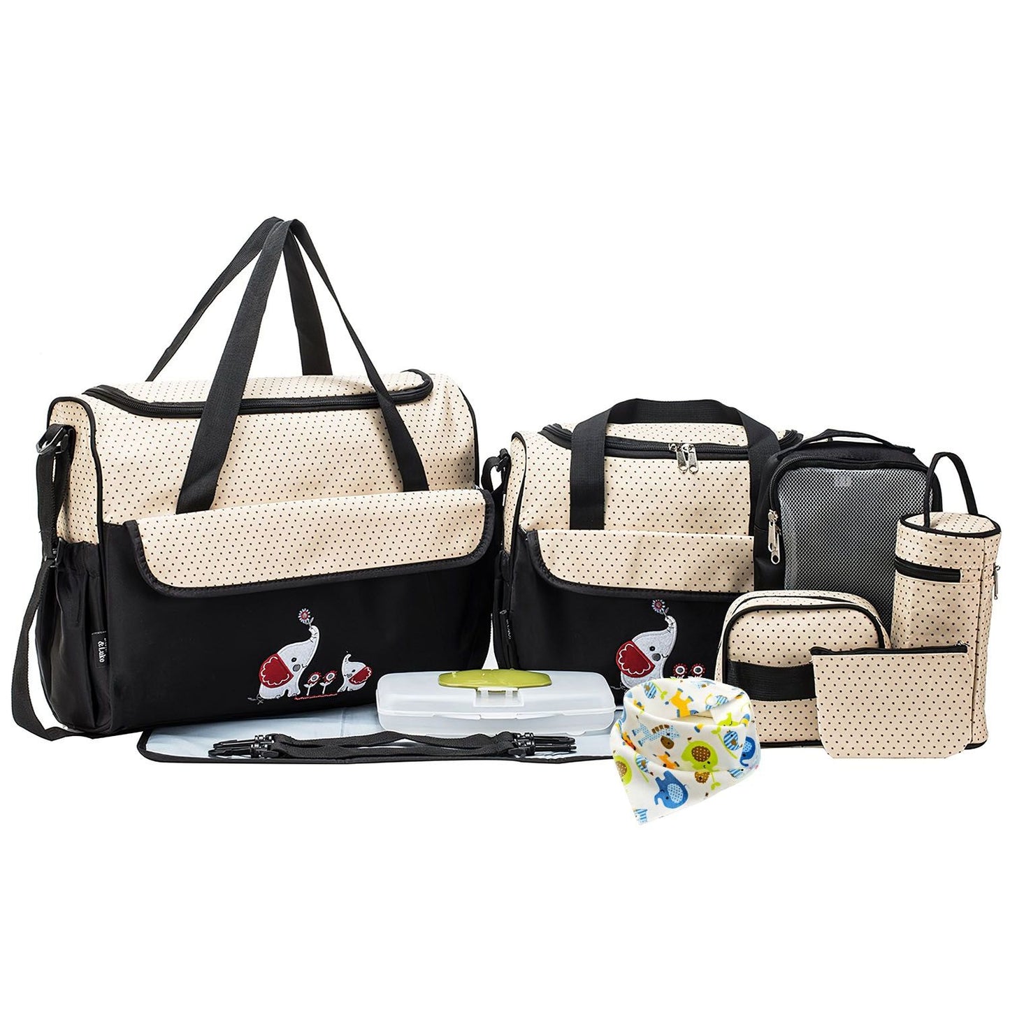 11Pcs Baby Nappy Diaper Bags Set for Mom Dad Mummy Shoulder Bags Multifunctional Diaper Handbags with Food Bag Bottle Bag Diaper Pad Burp Cloth 2 Hook Straps - Premium Diaper Bags Set from Doba - Just $112.54! Shop now at Handbags Specialist Headquarter