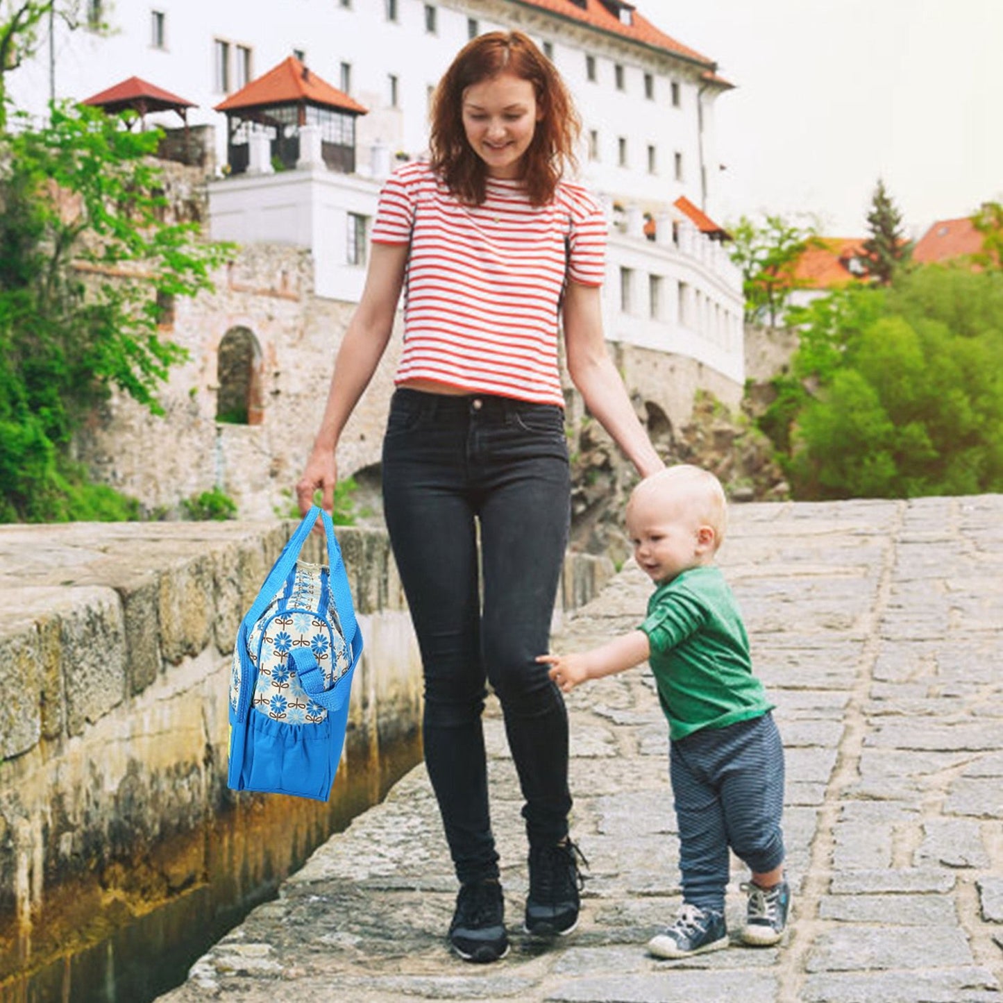 5PCS Baby Nappy Diaper Bags Set Mummy Diaper Shoulder Bags w/ Nappy Changing Pad Insulated Pockets Travel Tote Bags - Premium Tote Bags from Doba - Just $70.62! Shop now at Handbags Specialist Headquarter