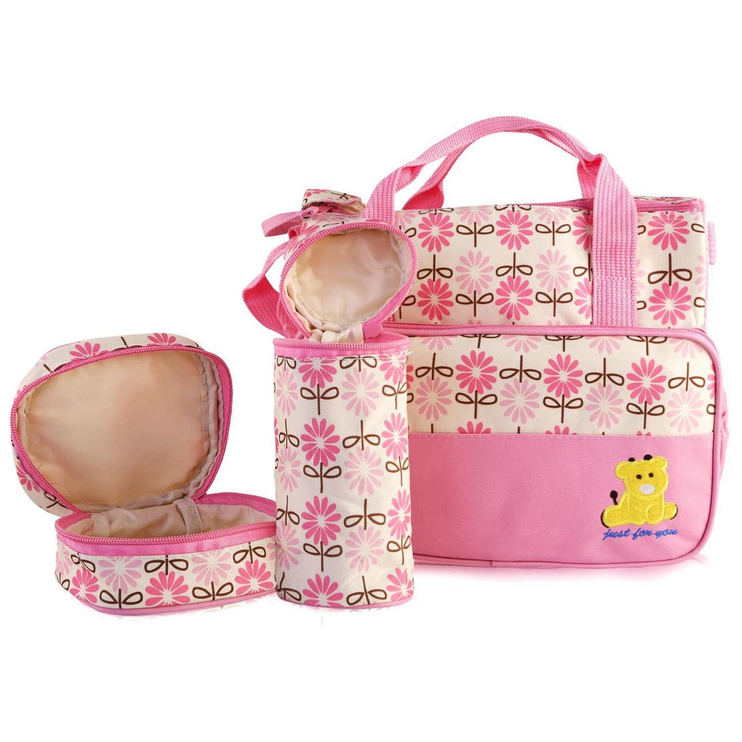 5PCS Baby Nappy Diaper Bags Set Mummy Diaper Shoulder Bags w/ Nappy Changing Pad Insulated Pockets Travel Tote Bags - Premium Tote Bags from Doba - Just $70.62! Shop now at Handbags Specialist Headquarter