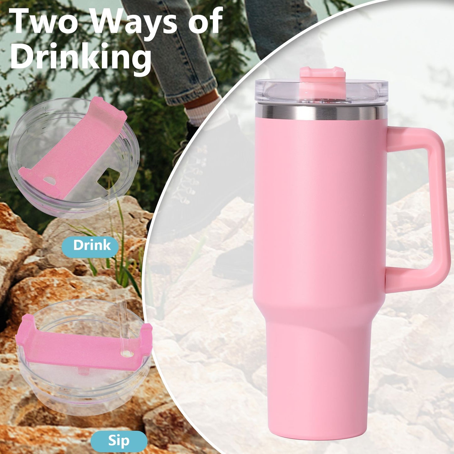40oz large capacity tumbler, With Handle And Straw Lid, Insulated Reusable Stainless Steel Water Bottles Travel Mug Coffee Cup car cup water cup For Men Women Outdoor Camping Driving, gift - Premium Water Bottles from Doba - Just $31.60! Shop now at Handbags Specialist Headquarter
