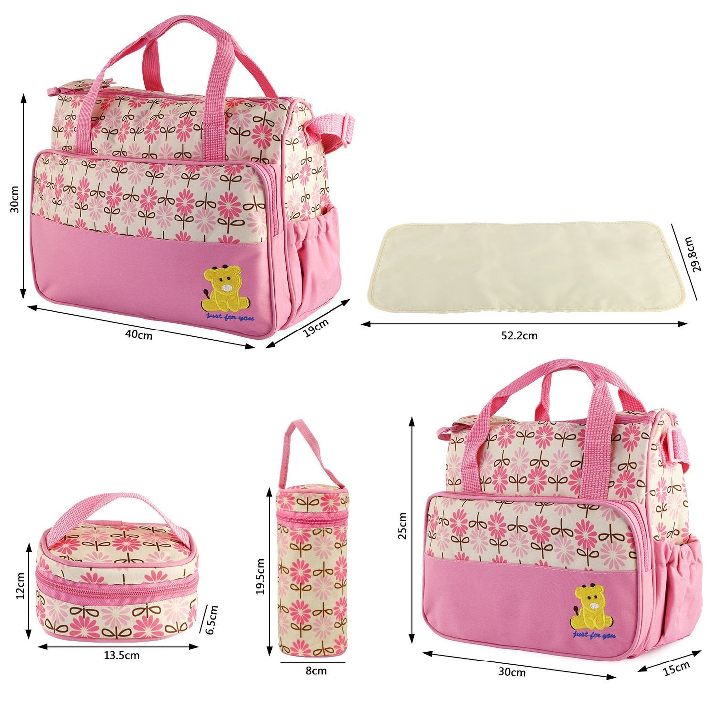 5PCS Baby Nappy Diaper Bags Set Mummy Diaper Shoulder Bags w/ Nappy Changing Pad Insulated Pockets Travel Tote Bags - Premium Tote Bags from Doba - Just $70.62! Shop now at Handbags Specialist Headquarter