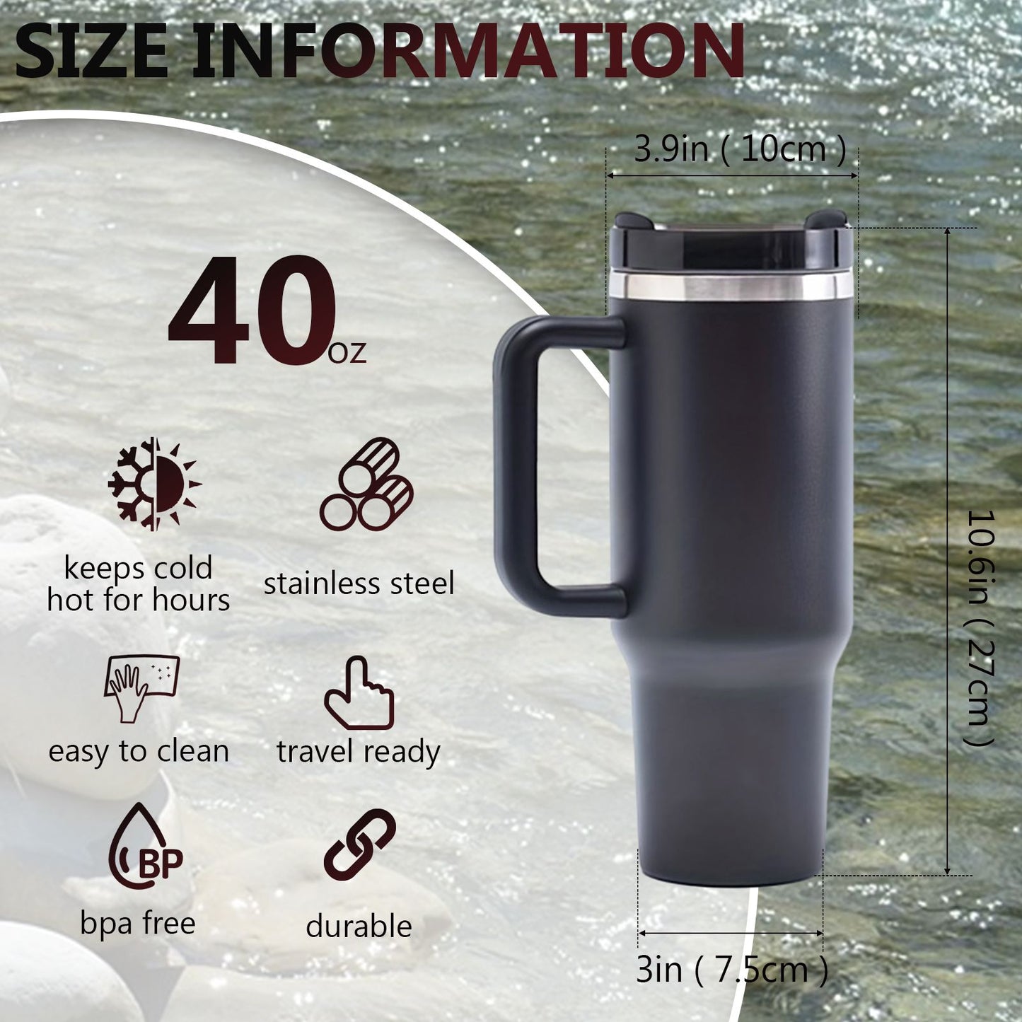 40oz V2 large capacity tumbler, With Handle And Straw Lid, Insulated Reusable Stainless Steel Water Bottles Travel Mug Coffee Cup car cup water cup For Men Women Outdoor Camping Driving, gift - Premium Water Bottles from Doba - Just $31.60! Shop now at Handbags Specialist Headquarter