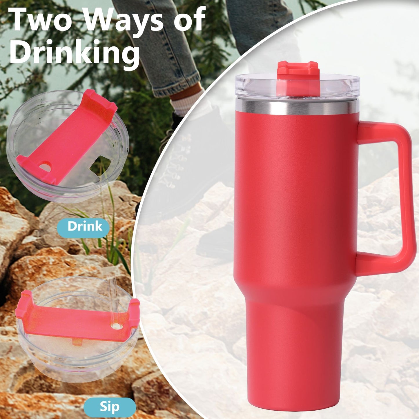 40oz large capacity tumbler, With Handle And Straw Lid, Insulated Reusable Stainless Steel Water Bottles Travel Mug Coffee Cup car cup water cup For Men Women Outdoor Camping Driving, gift - Premium Water Bottles from Doba - Just $31.60! Shop now at Handbags Specialist Headquarter