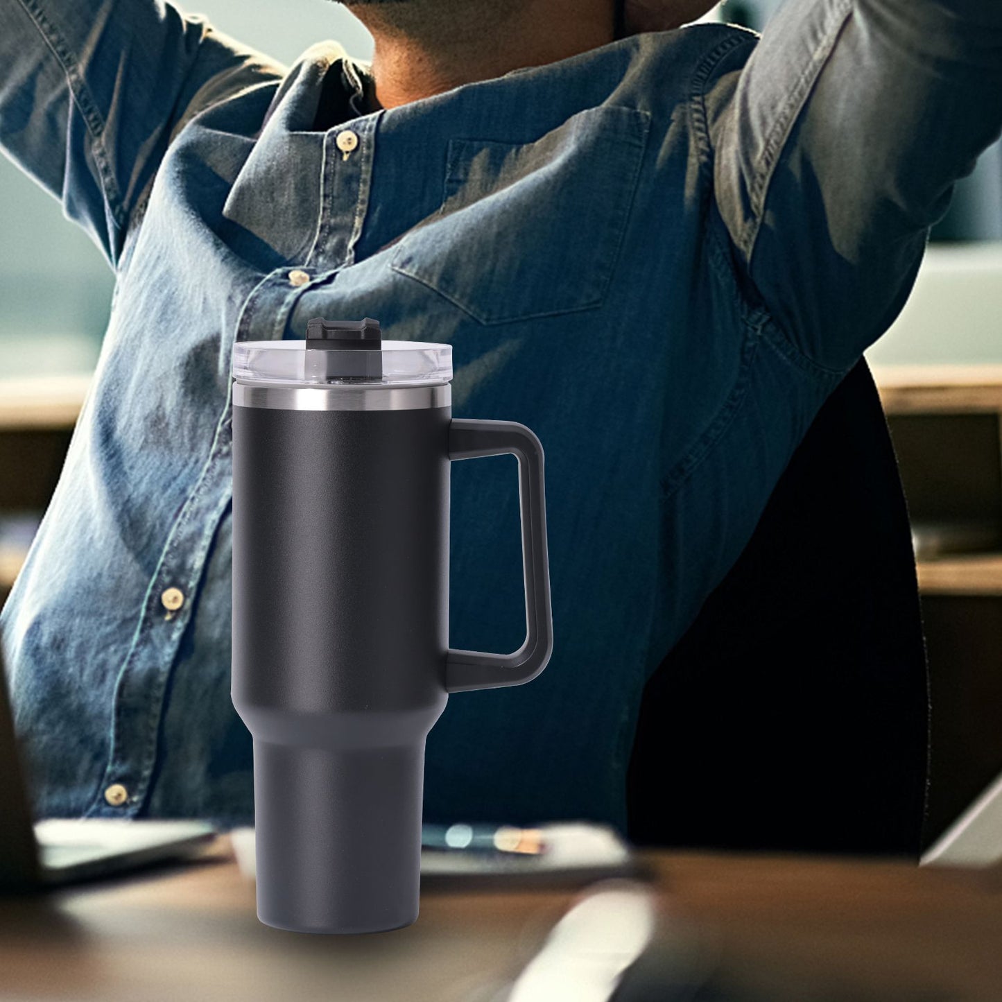 40oz large capacity tumbler With Handle And Straw Lid, Insulated Reusable Stainless Steel Water Bottles Travel Mug Coffee Cup car cup water cup For Men Women Outdoor Camping Driving, gift - Premium Water Bottles from Doba - Just $31.60! Shop now at Handbags Specialist Headquarter