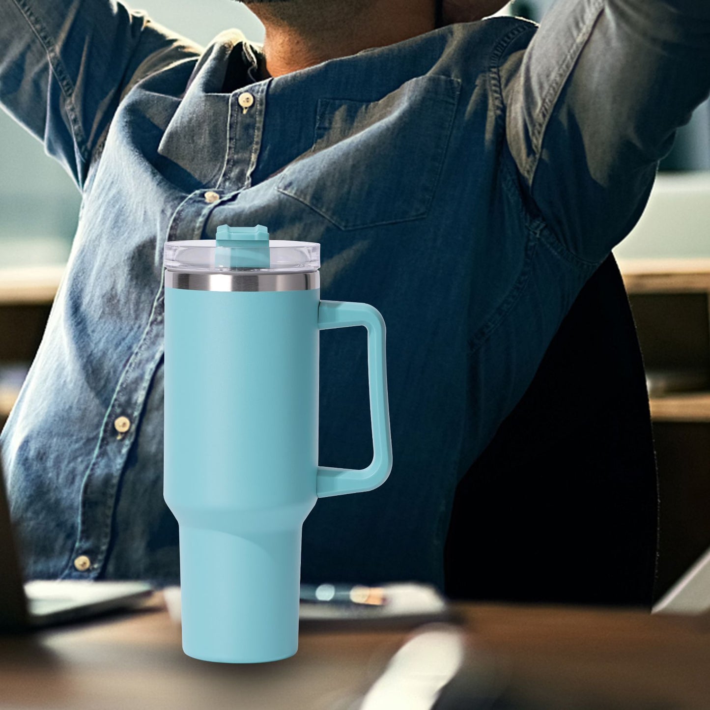 40oz large capacity tumbler, With Handle And Straw Lid, Insulated Reusable Stainless Steel Water Bottles Travel Mug Coffee Cup car cup water cup For Men Women Outdoor Camping Driving, gift - Premium Water Bottles from Doba - Just $31.60! Shop now at Handbags Specialist Headquarter