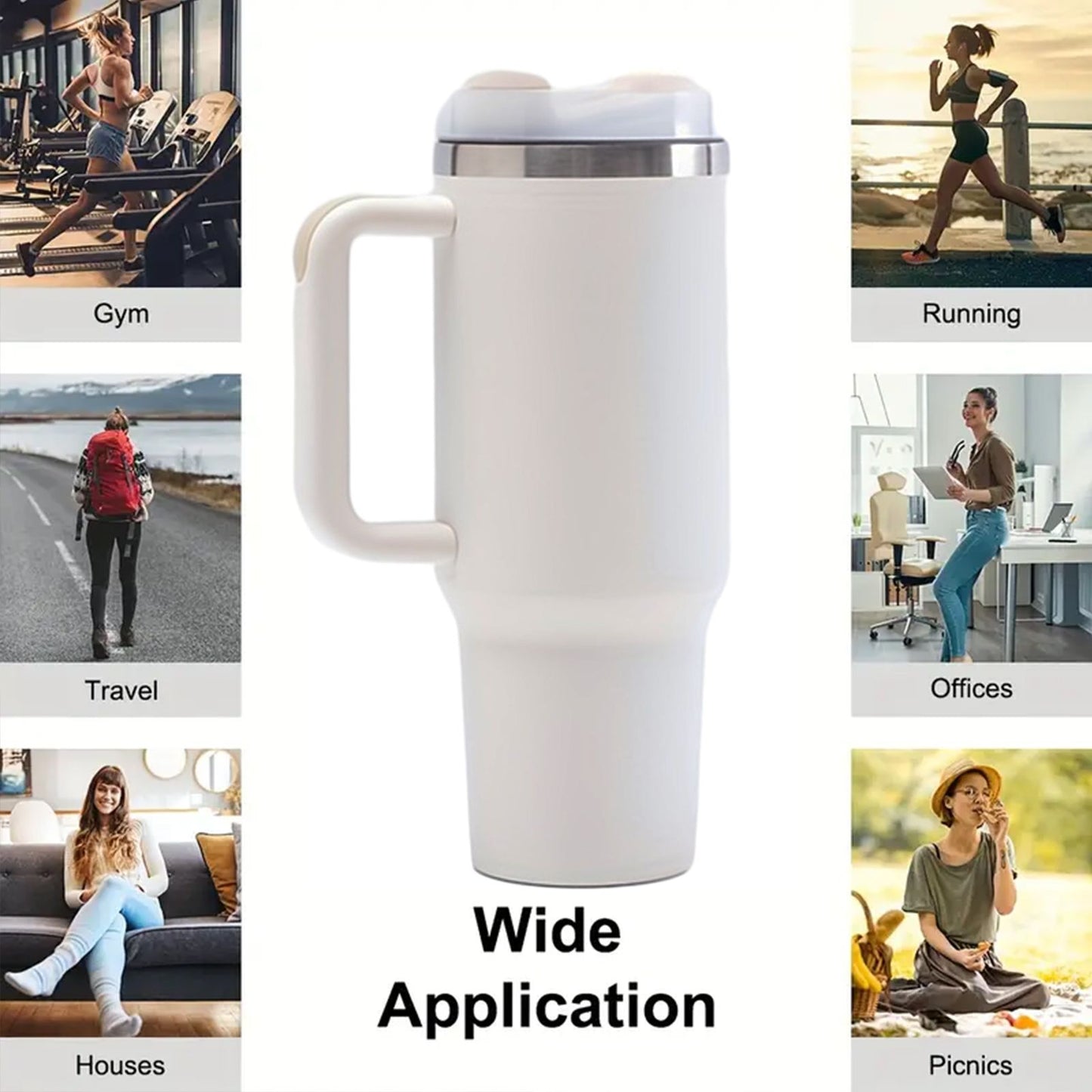 40oz V2 large capacity tumbler, With Handle And Straw Lid, Insulated Reusable Stainless Steel Water Bottles Travel Mug Coffee Cup car cup water cup For Men Women Outdoor Camping Driving, gift - Premium Water Bottles from Doba - Just $31.60! Shop now at Handbags Specialist Headquarter