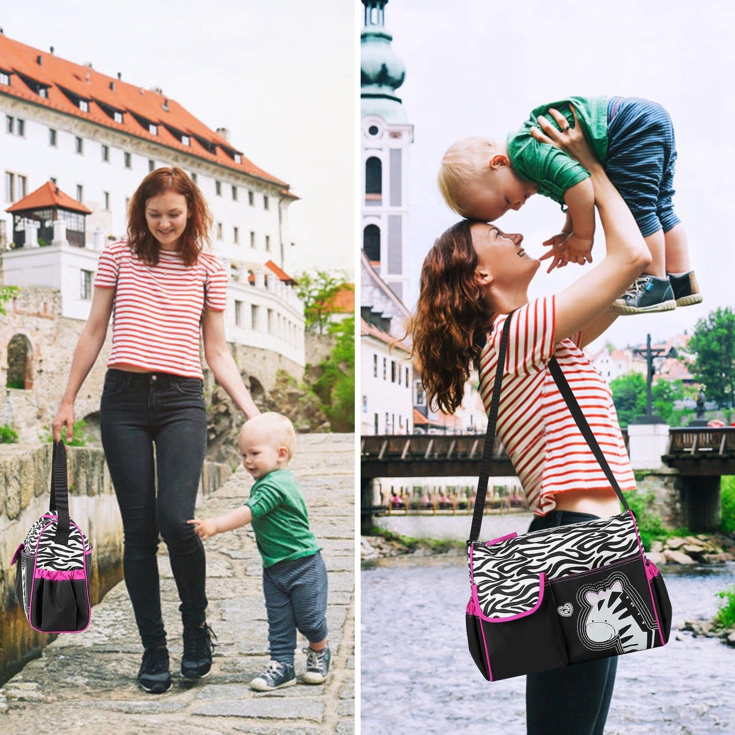 Baby Nappy Diaper Bags Mummy Diaper Duffel Shoulder Bags with Wipeable Diaper Changing Pad Transparent Bag Travel Tote Handbags For Overnights - Premium Diaper Bags Set from Doba - Just $51.85! Shop now at Handbags Specialist Headquarter