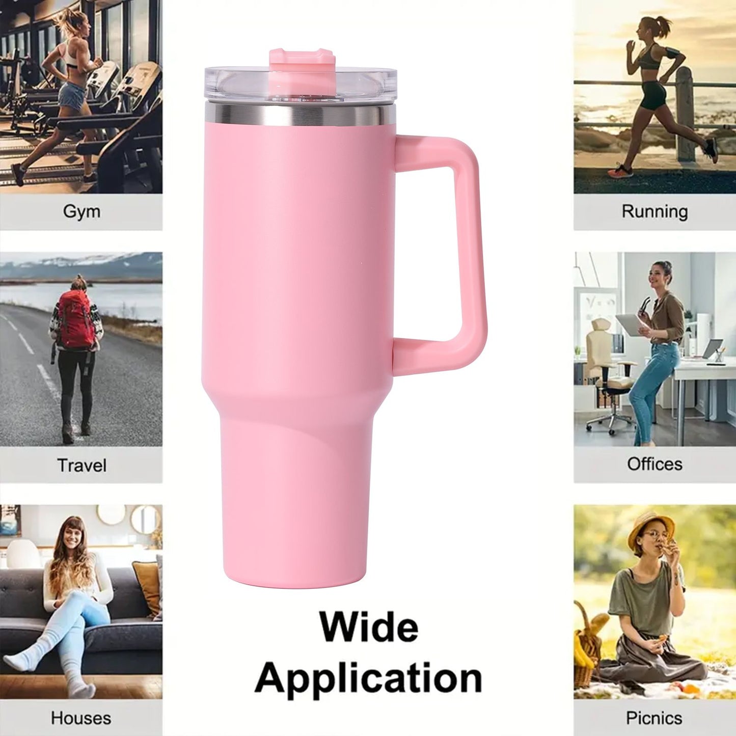 40oz large capacity tumbler, With Handle And Straw Lid, Insulated Reusable Stainless Steel Water Bottles Travel Mug Coffee Cup car cup water cup For Men Women Outdoor Camping Driving, gift - Premium Water Bottles from Doba - Just $31.60! Shop now at Handbags Specialist Headquarter
