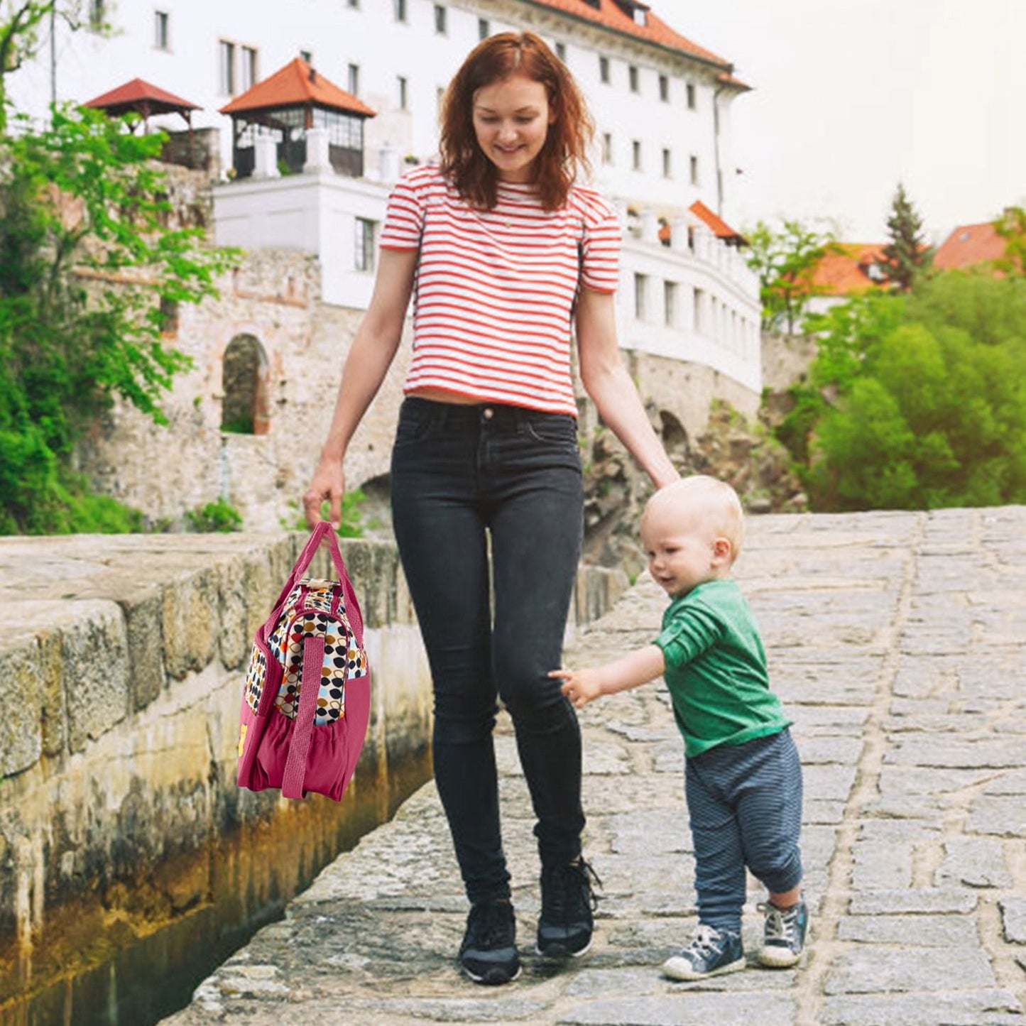 5PCS Baby Nappy Diaper Bags Set Mummy Diaper Shoulder Bags w/ Nappy Changing Pad Insulated Pockets Travel Tote Bags - Premium Tote Bags from Doba - Just $70.62! Shop now at Handbags Specialist Headquarter