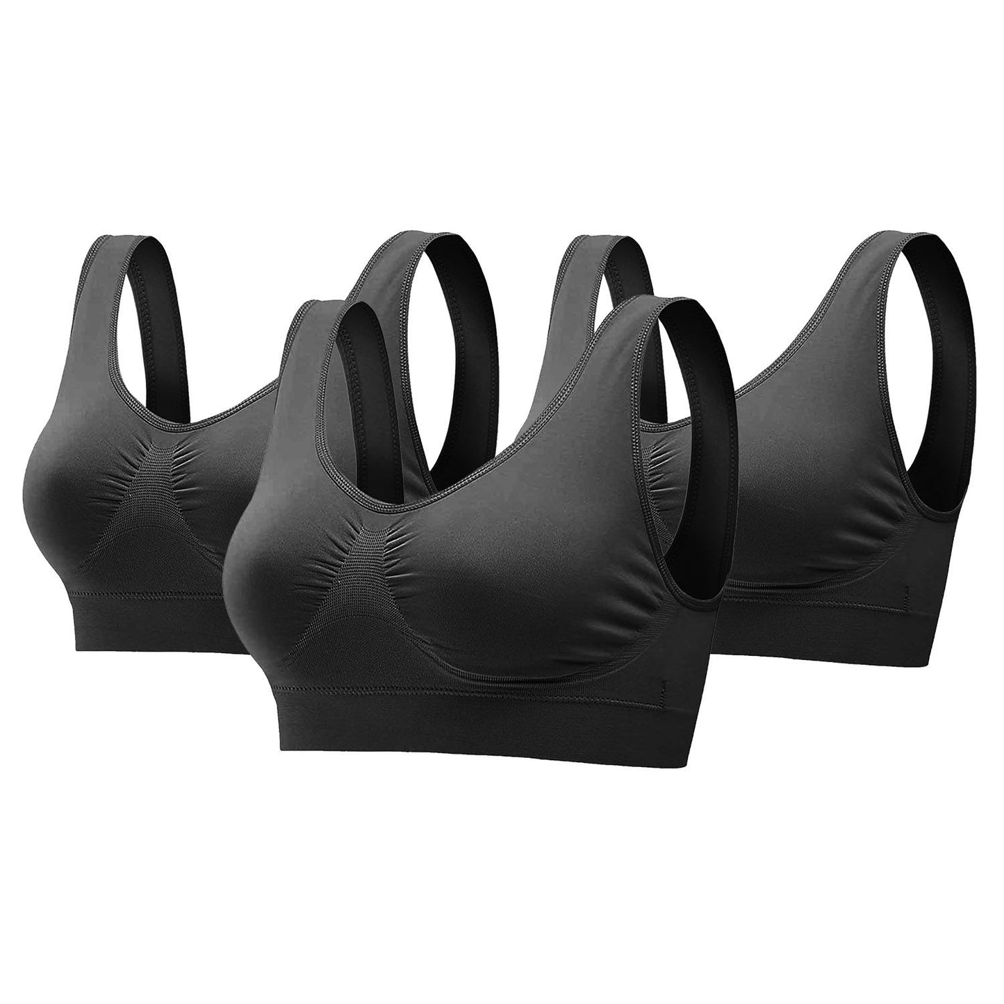3 Pack Sport Bras For Women Seamless Wire free Bra Light Support Tank Tops For Fitness Workout Sports Yoga Sleep Wearing - Premium Tops from Doba - Just $32.50! Shop now at Handbags Specialist Headquarter
