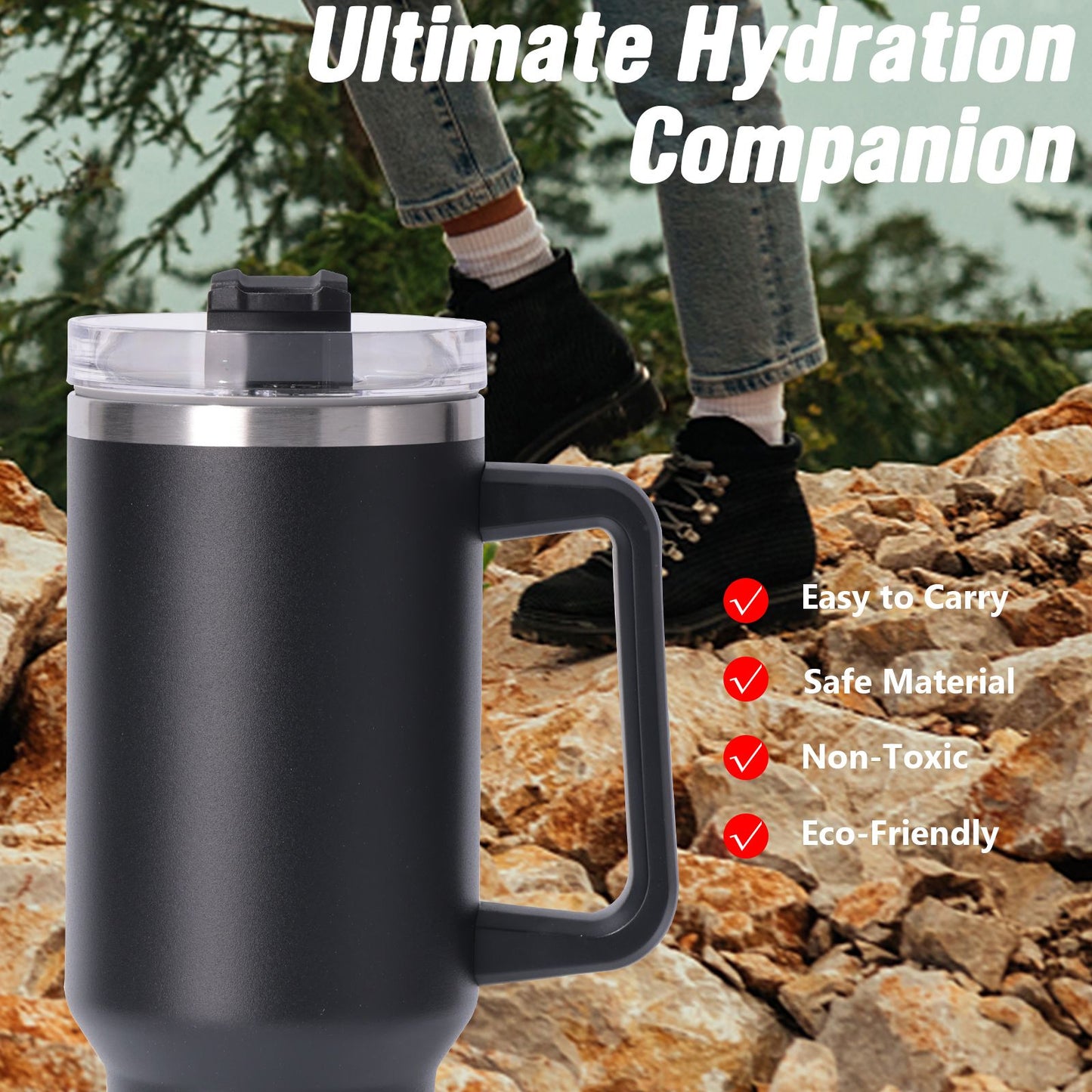 40oz large capacity tumbler With Handle And Straw Lid, Insulated Reusable Stainless Steel Water Bottles Travel Mug Coffee Cup car cup water cup For Men Women Outdoor Camping Driving, gift - Premium Water Bottles from Doba - Just $31.60! Shop now at Handbags Specialist Headquarter